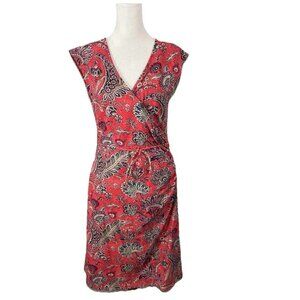 LAUREN RALPH LAUREN Coral, Navy and Purple Paisley Faux Wrap Dress Sz L  Sz L Pr